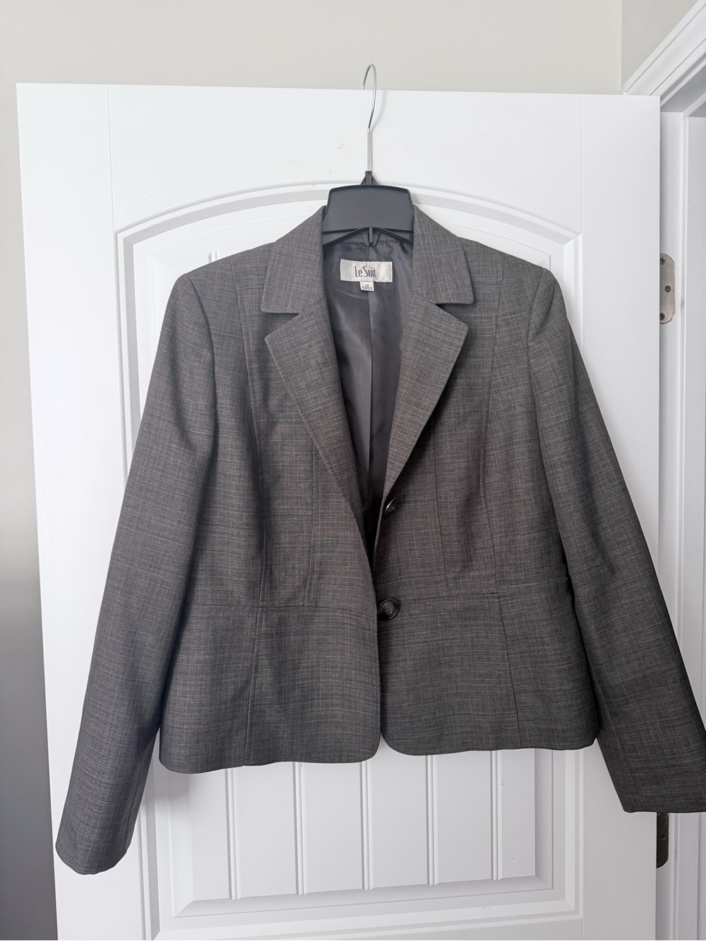 Le Suit Women's Gray Plaid Tailored Blazer
